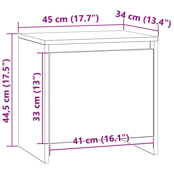 Yöpöytäkaappi Musta tammi. 45 x 34 x 44,5 cm Tekninen puu