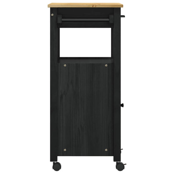 Keittiövaunu MONZA Musta 48 x 40 x 88,5 cm Massiivinen mänty