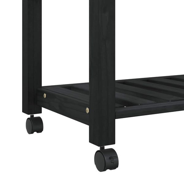 Keittiövaunu MONZA Musta 84 x 40 x 88,5 cm Massiivinen mänty