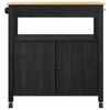 Keittiövaunu MONZA Musta 84 x 40 x 88,5 cm Massiivinen mänty