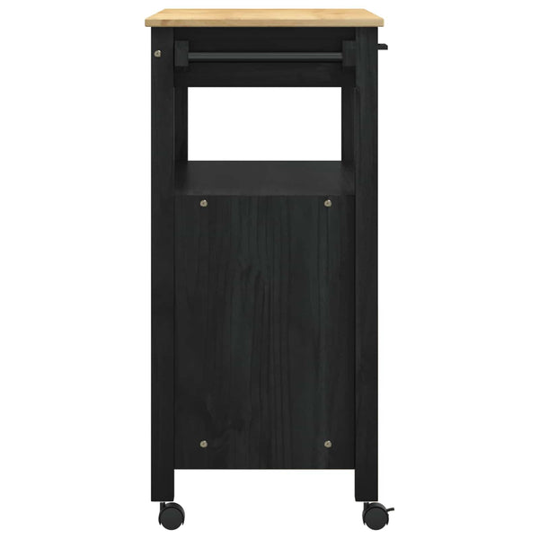 Keittiövaunu MONZA Musta 84 x 40 x 88,5 cm Massiivinen mänty