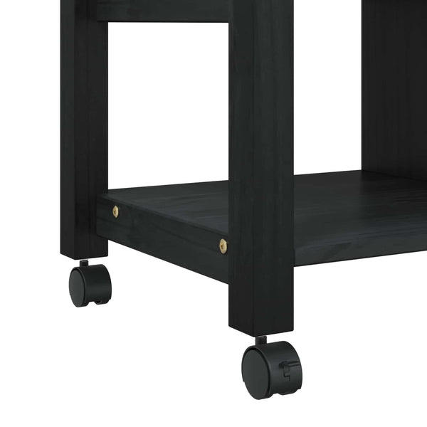 Keittiövaunu MONZA Musta 84 x 40 x 88,5 cm Massiivinen mänty