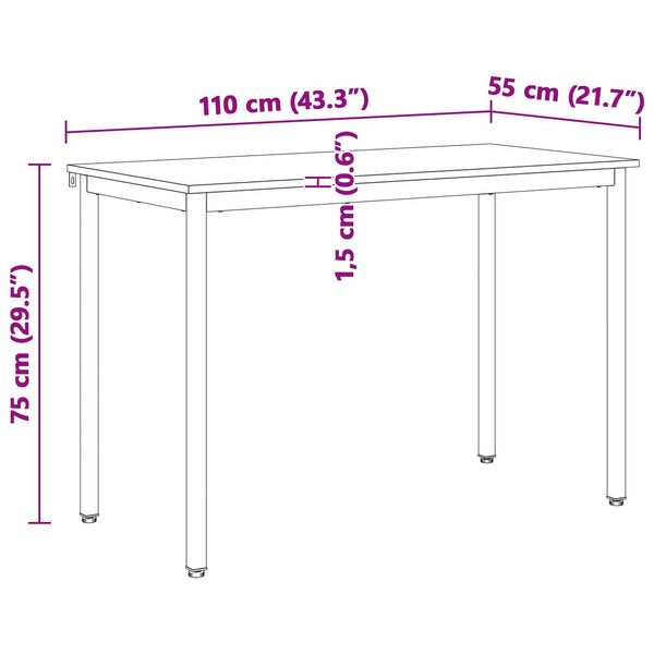 Ruokapöytä Valkoinen 110 x 55 x 75 cm Massiivinen mänty
