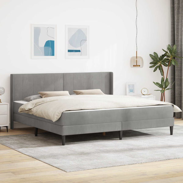Sängynrunko patjalla Vaaleanharmaa 6FT Super King Size Sametti