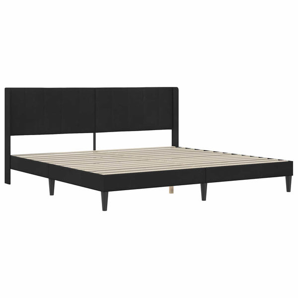 Sängynrunko patjalla päätyllä Musta 6FT Super King Size Sametti