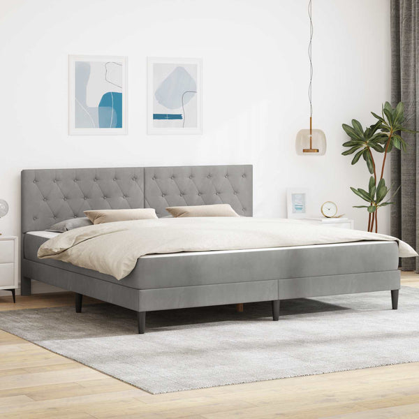 Sängynrunko patjalla Vaaleanharmaa 6FT Super King Size Sametti