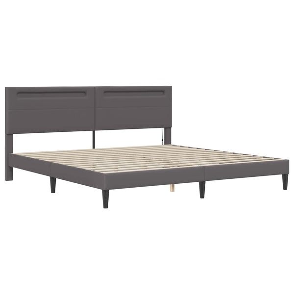 Sängyn runko päätyllä Harmaa 6FT Super King Size Keinonahka