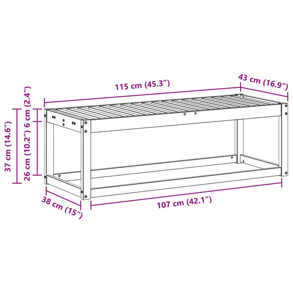 Ulkotuoli-penkki Tiheä akasiapuu valkoinen 115 x 43 x 37 cm