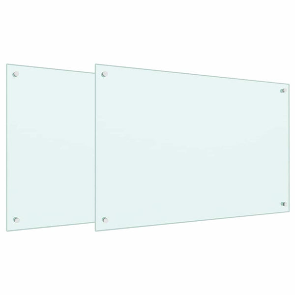2 kpl keittiön suojapaneeli Valkoinen 90 x 60 cm karkaistu lasi