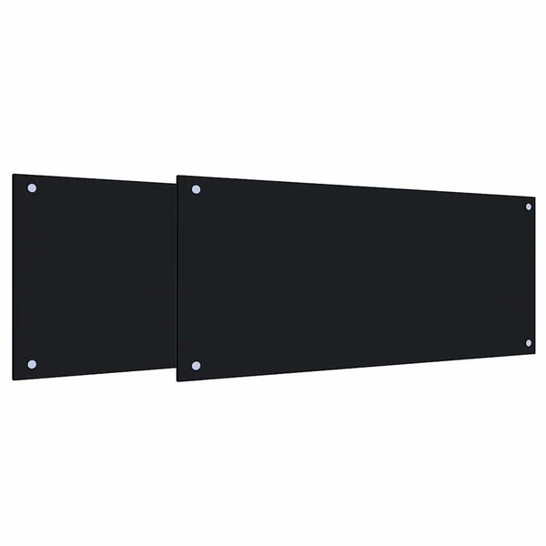 Musta karkaistusta lasista valmistettu keittiön suojapaneeli 2 kpl 90 x 40 cm