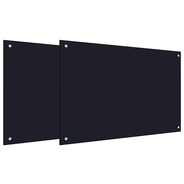 Musta keittiön suojapaneeli 2 kpl 90 x 60 cm karkaistusta lasista