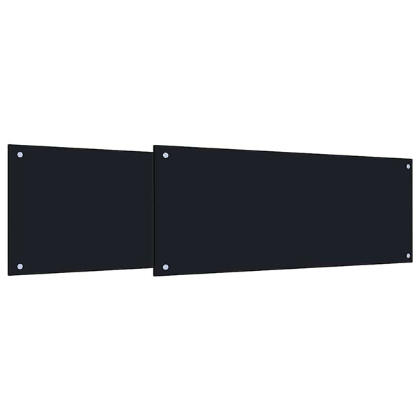Mustat keittiön suojapaneelit 2 kpl 100 x 40 cm karkaistua lasia