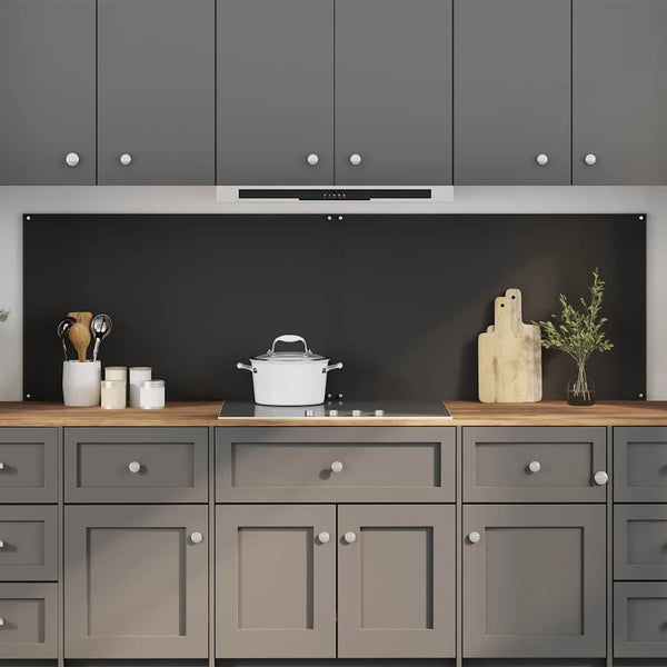 Musta karkaistusta lasista valmistettu keittiön suojapaneeli 2 kpl 100 x 60 cm