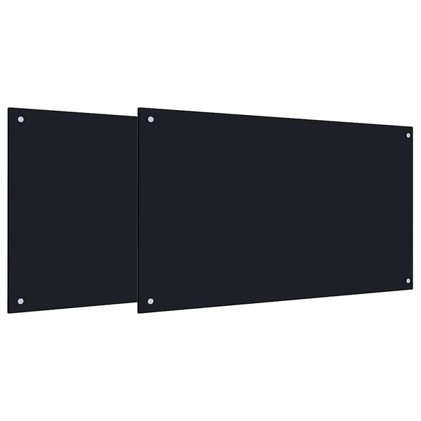 Musta karkaistusta lasista valmistettu keittiön suojapaneeli 2 kpl 100 x 60 cm