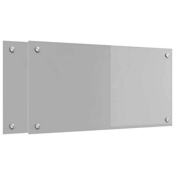 Keittiön välitila 2 pcs Vaaleanharmaa 80 x 40 cm karkaistu lasi