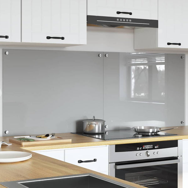 Keittiön välitila 2 pcs Vaaleanharmaa 80 x 60 cm karkaistu lasi