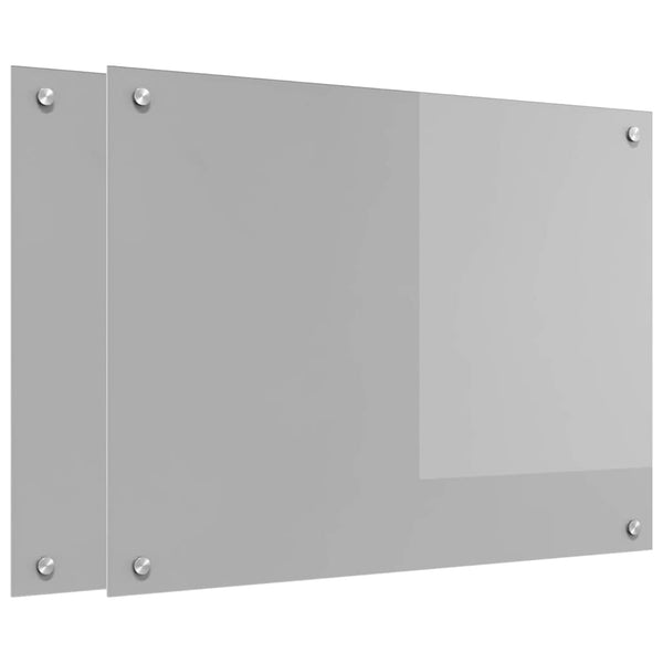 Keittiön välitila 2 pcs Vaaleanharmaa 80 x 60 cm karkaistu lasi