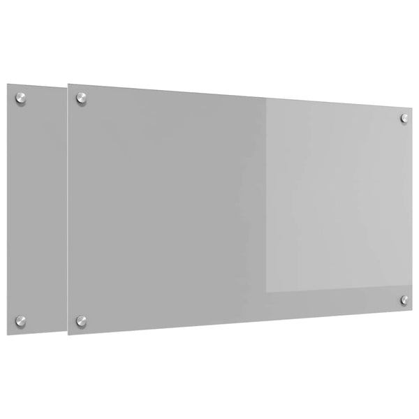 Keittiön välitila 2 kpl Vaaleanharmaa 90 x 50 cm karkaistu lasi