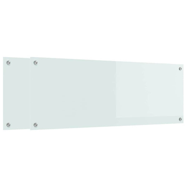 Keittiön välitila 2 pcs Valkoinen 110 x 40 cm karkaistu lasi
