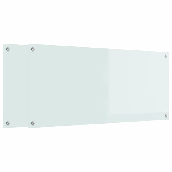 Keittiön välitila 2 pcs Valkoinen 110 x 50 cm karkaistu lasi