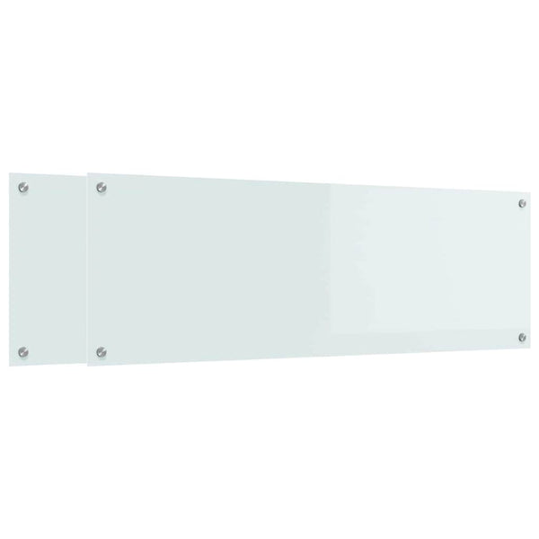 Keittiön välitila 2 pcs Valkoinen 120 x 40 cm karkaistu lasi