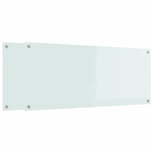 Keittiön välitila 2 kpl Valkoinen 120 x 50 cm karkaistu lasi