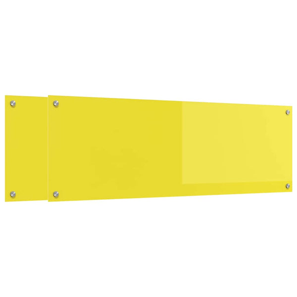 Keittiön välitila 2 pcs Keltainen 120 x 40 cm karkaistu lasi