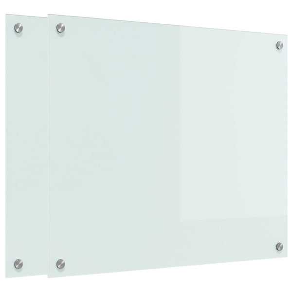 Keittiön suojapaneeli 2 pcs Valkoinen 70 x 60 cm karkaistu lasi