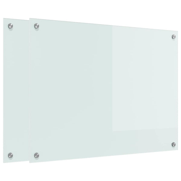 Keittiön suojapaneeli 2 pcs Valkoinen 80 x 60 cm karkaistu lasi