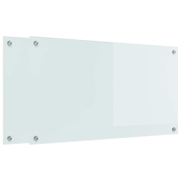 2 kpl keittiön suojapaneeli Valkoinen 90 x 50 cm karkaistusta lasista