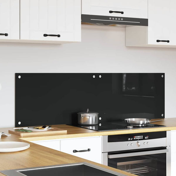 Keittiön suojapaneeli 2 pcs Musta 70 x 40 cm karkaistu lasi