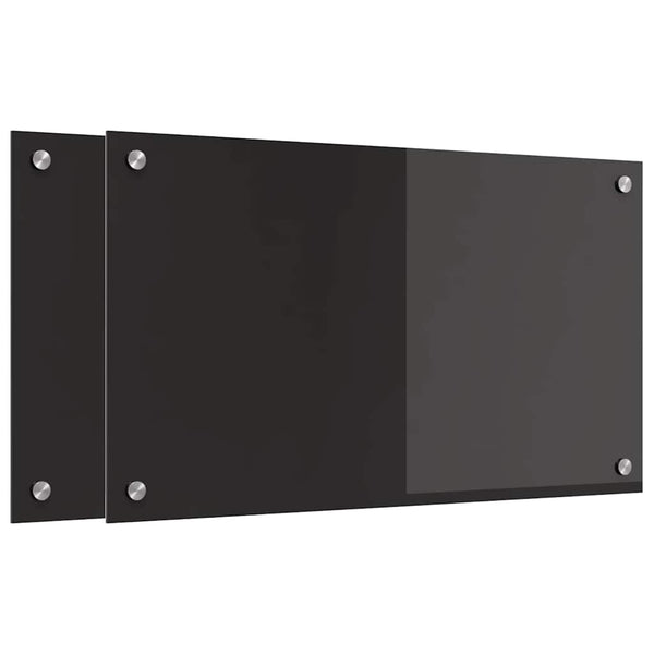 Keittiön suojapaneeli 2 pcs Musta 70 x 40 cm karkaistu lasi