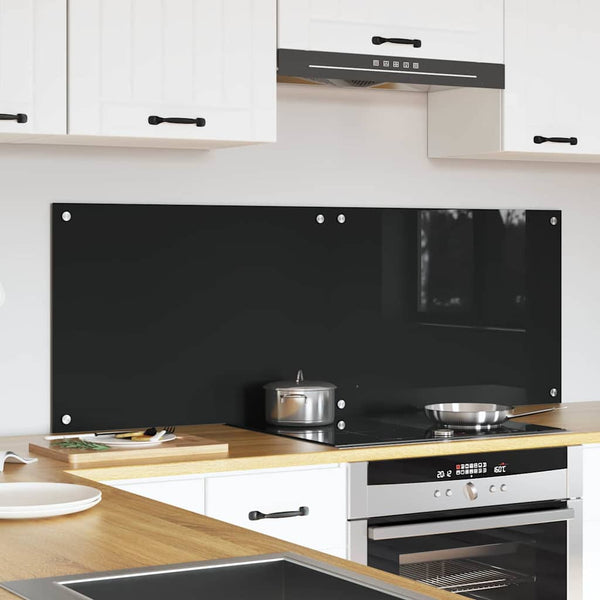 Keittiön suojapaneeli 2 pcs Musta 70 x 50 cm karkaistu lasi