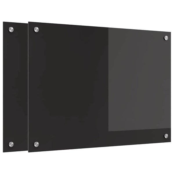 Keittiön suojapaneeli 2 pcs Musta 70 x 50 cm karkaistu lasi