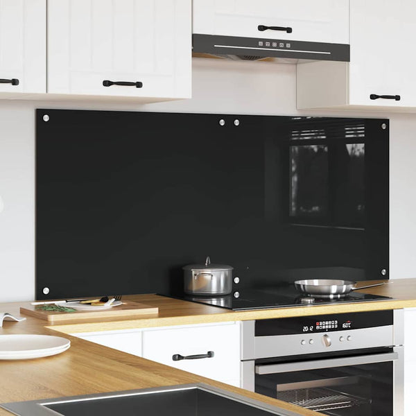 Keittiön suojapaneeli 2 pcs Musta 70 x 60 cm karkaistu lasi