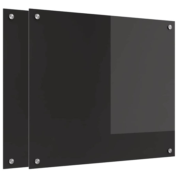Keittiön suojapaneeli 2 pcs Musta 70 x 60 cm karkaistu lasi