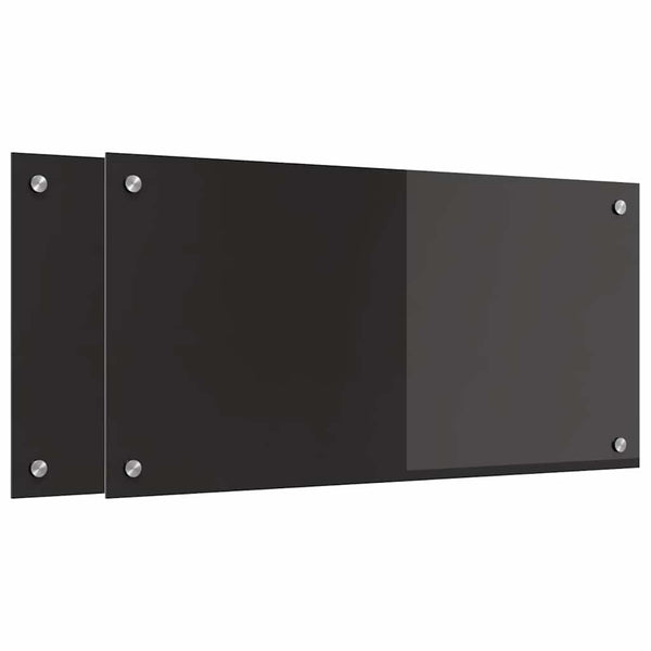 Keittiön suojapaneeli 2 pcs Musta 80 x 40 cm karkaistu lasi