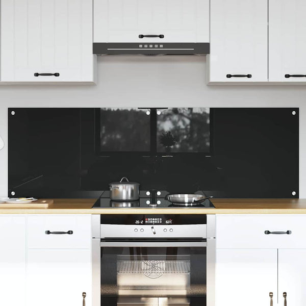 Keittiön suojapaneeli 2 pcs Musta 80 x 50 cm karkaistu lasi