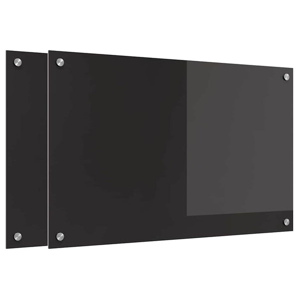 Keittiön suojapaneeli 2 pcs Musta 80 x 50 cm karkaistu lasi