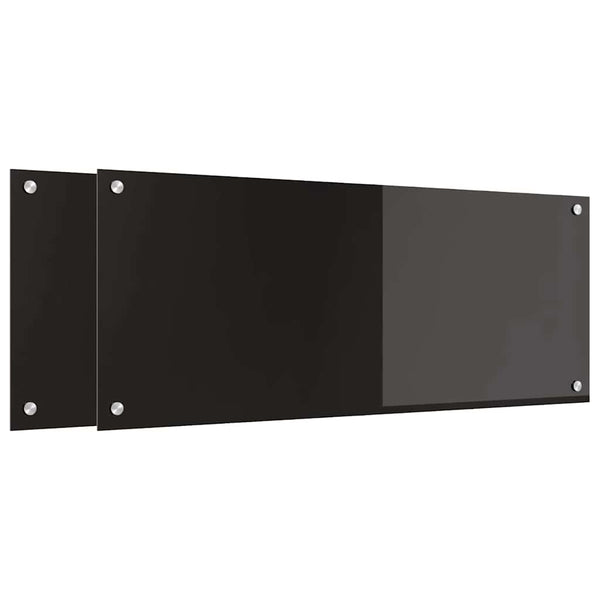 Keittiön suojapaneelit 2 kpl Musta karkaistusta lasista 100 x 40 cm