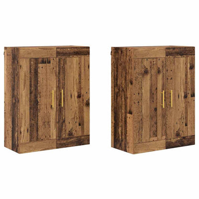 Seinälle asennettavat kaapit 2 pcs Vanha Puu 69,5 x 34 x 90 cm