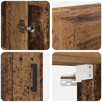 Seinälle asennettavat kaapit 2 pcs Vanha Puu 69,5 x 34 x 90 cm