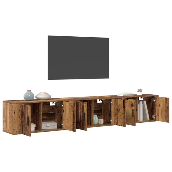 Vanha Puu seinälle kiinnitettävä 3 pcs TV-kaappisarja