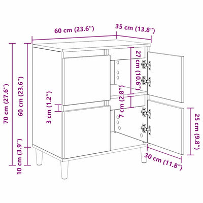 Sivupöydät 3 pcs Musta tammi. 60 x 35 x 70 cm Tekninen puu