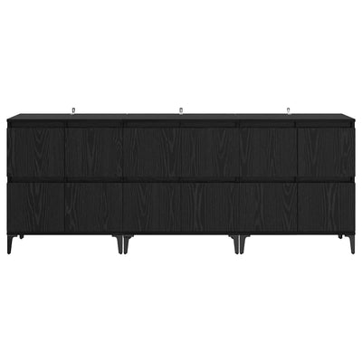 Sivupöydät 3 pcs Musta tammi. 60 x 35 x 70 cm Tekninen puu