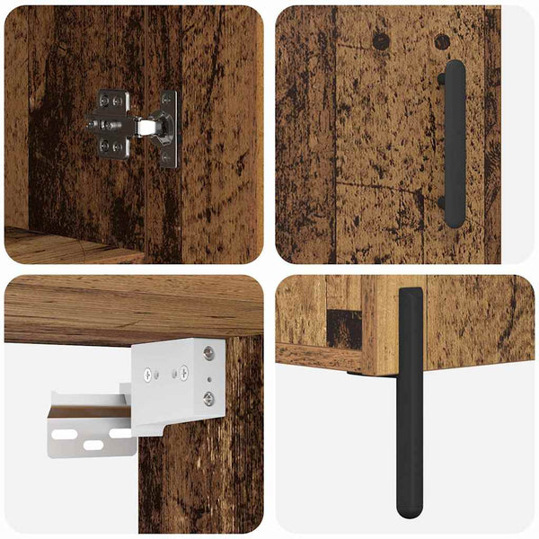 Korkea kaappi 2 pcs Vanhaa Puu Tekninen puu