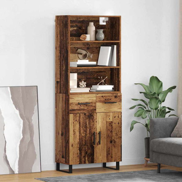 Vanha puu korkea kaappi 180 cm 69,5 x 34 cm Tekninen puu