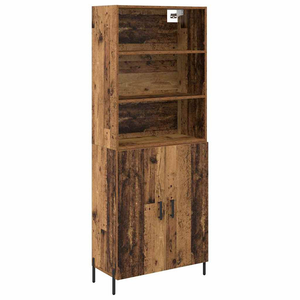 Korkea kaappi 180 cm x 69,5 cm x 32,5 cm Vanhan Puun väri Tekninen puu