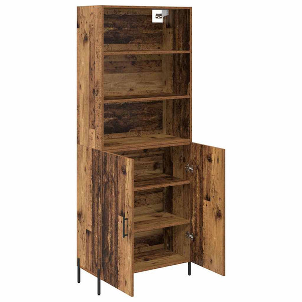 Korkea kaappi 180 cm x 69,5 cm x 32,5 cm Vanhan Puun väri Tekninen puu