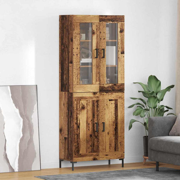 Korkea kaappi 2 osaa Vanha puu 69,5 x 34 x 180 cm Tekninen puu